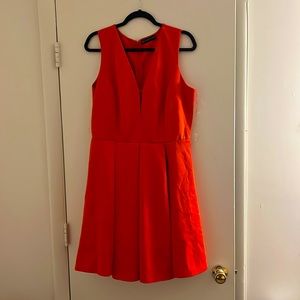 Fashion to figure burnt Orange midi dress with hidden zipper in back size 1